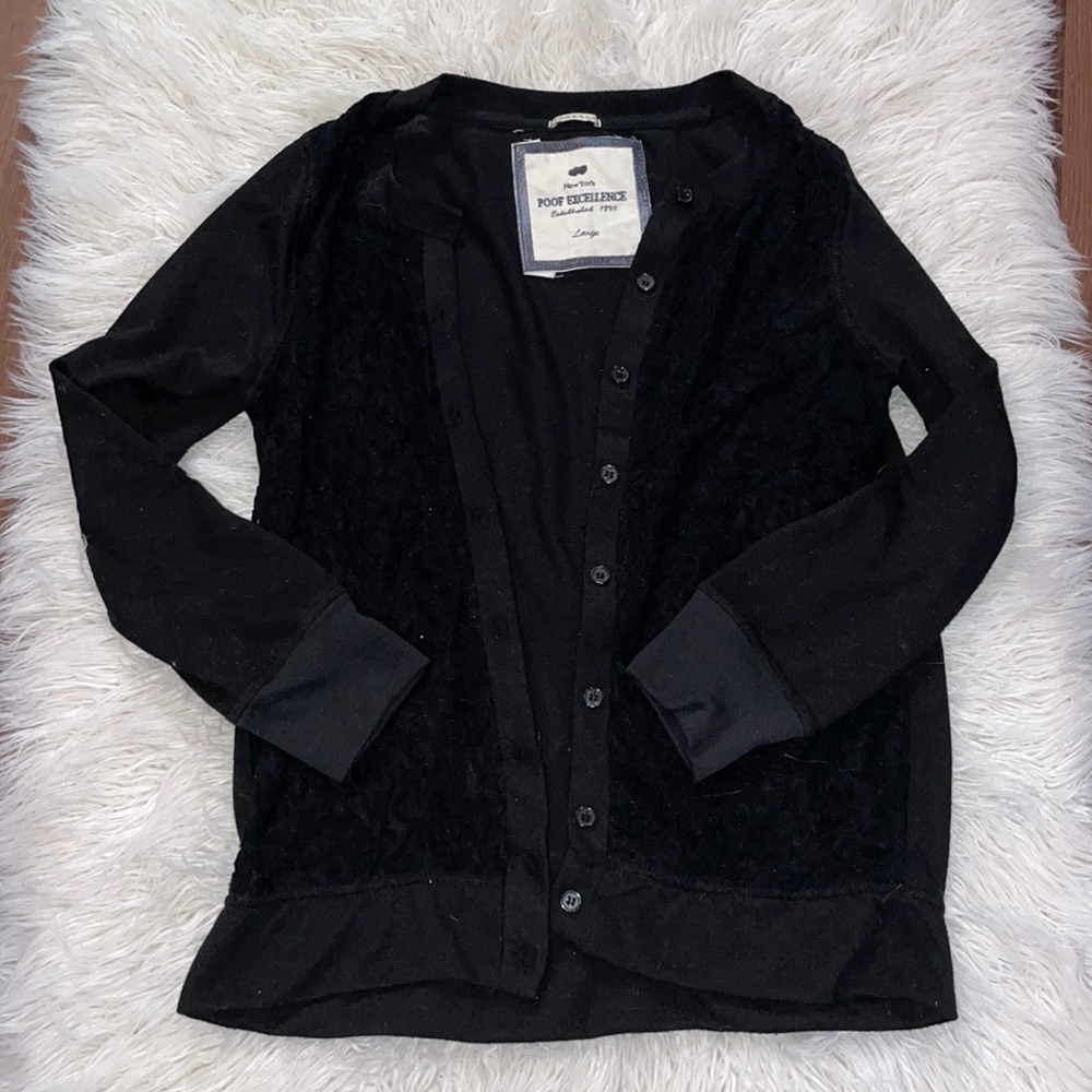 Poof Excellence Girls Lace Button Up Sweater